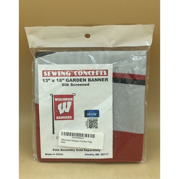 NEW Wisconsin Badgers Garden Flag and Yard Banner 13” x 18” Sewing Concepts - Picture 2 of 5